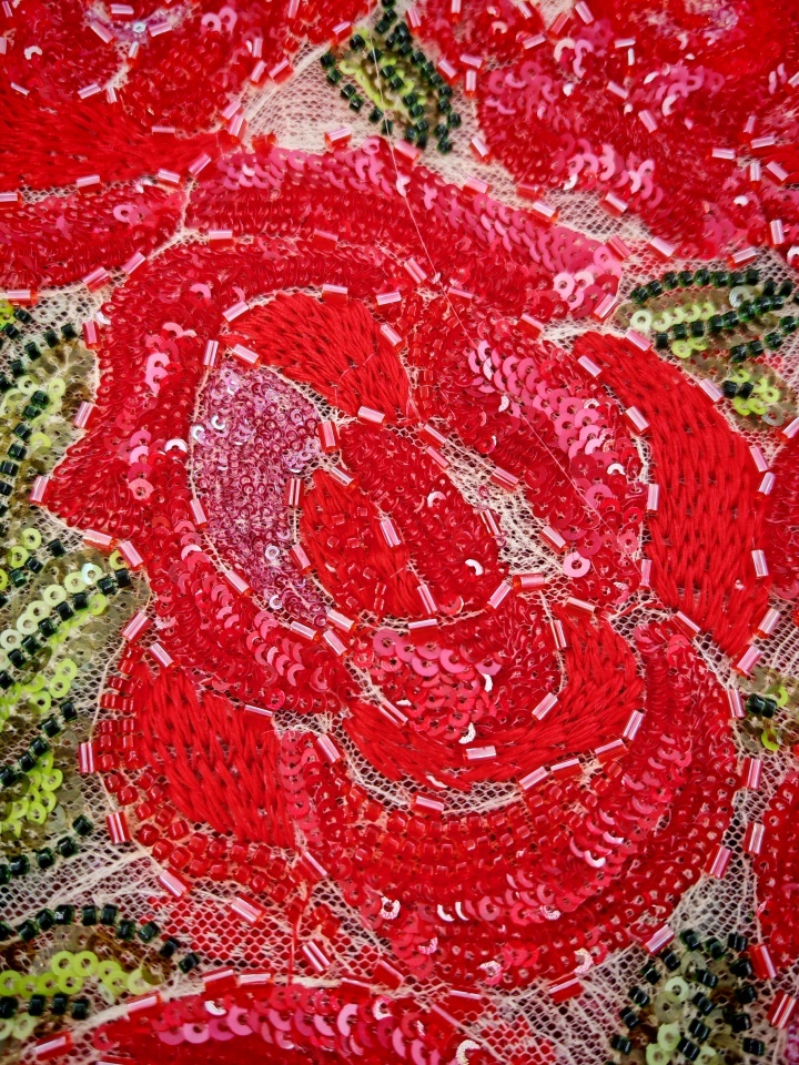 Sequins Embroidery with sequins flowers HKZ10299