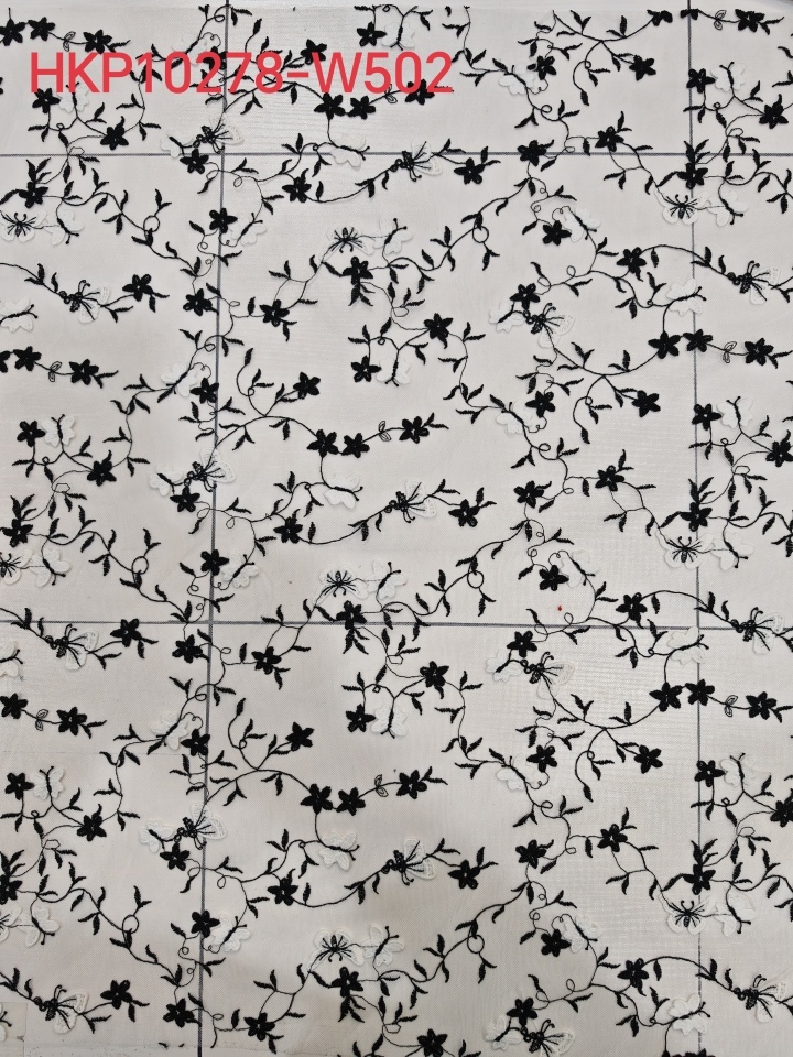 Vivid Black Butterfly Pattern With Plain Embroidery HKP10278  sequins embroidery factory