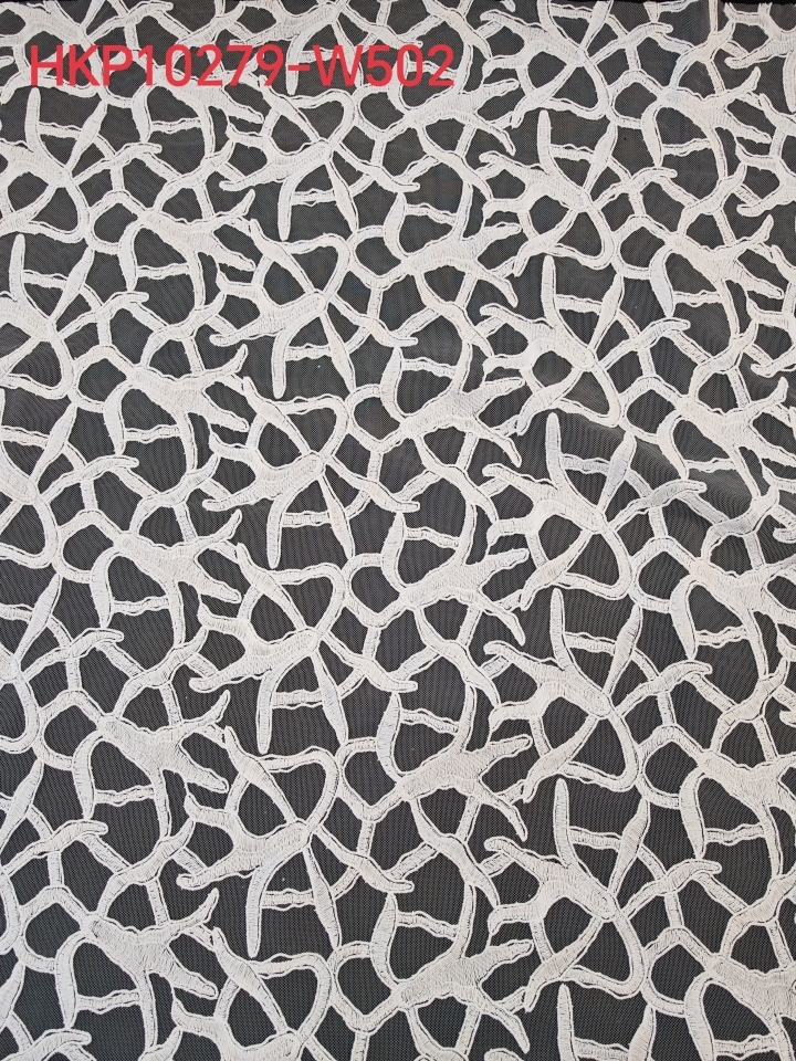 White Plain Embroidery With Irregular Pattern HKP10279  sequins embroidery factory