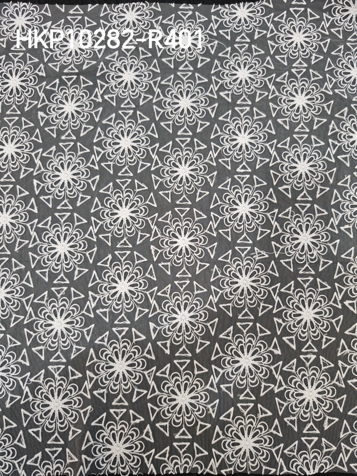 Geometric Rules Flower Patterns With Plain Embroidery HKP10282  sequins embroidery factory