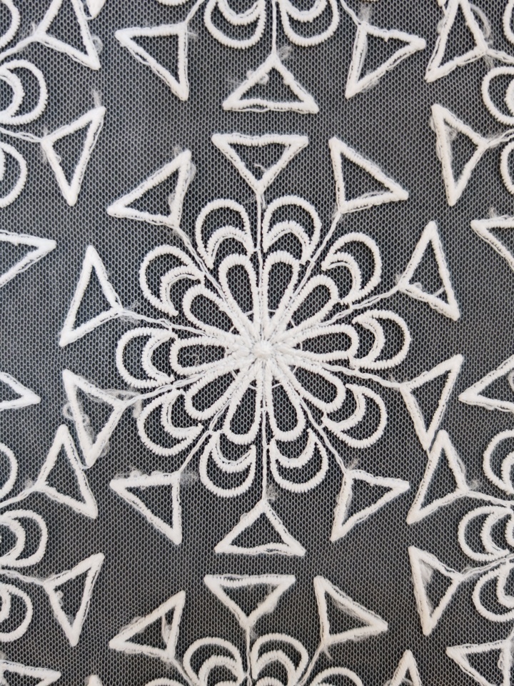 Geometric Rules Flower Patterns With Plain Embroidery HKP10282  sequins embroidery factory