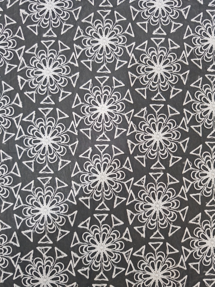 Geometric Rules Flower Patterns With Plain Embroidery HKP10282  sequins embroidery factory