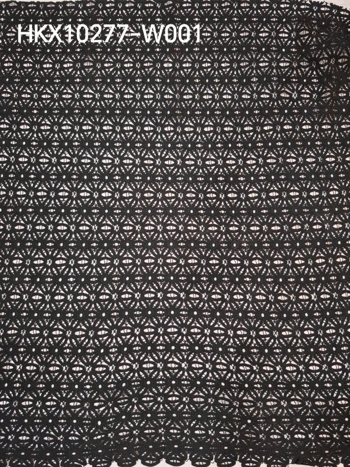 Black Flower Pattern With Cording Embroidery HKX10277  sequins embroidery factory