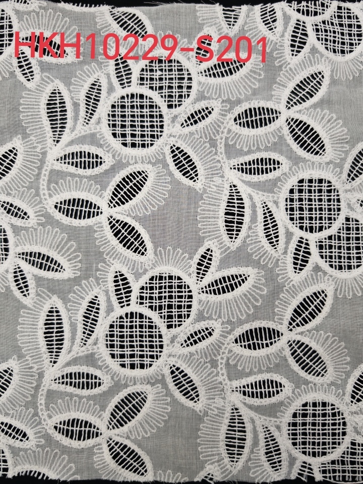 White Leaf Pattern With Cording And Laser Cutting Embroidery HKH10229  Laser Cutting Embroidery Lace,wedding dress fabric,chiffon fabric