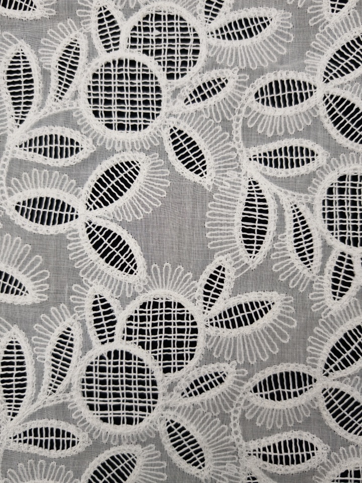 White Leaf Pattern With Cording And Laser Cutting Embroidery HKH10229  Laser Cutting Embroidery Lace,wedding dress fabric,chiffon fabric