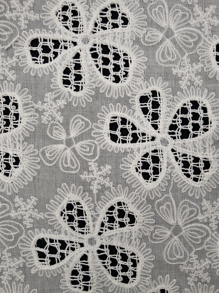 White Flower Pattern With Cording And Laser Cutting Embroidery HKH10230  Laser Cutting Embroidery Lace,wedding dress fabric,chiffon fabric