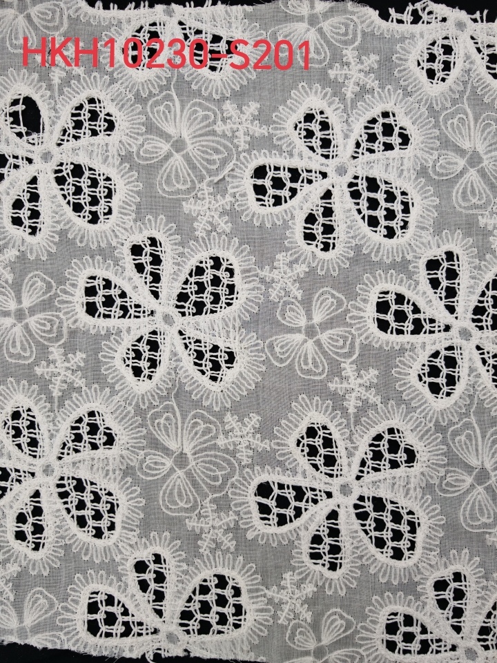 White Flower Pattern With Cording And Laser Cutting Embroidery HKH10230  Laser Cutting Embroidery Lace,wedding dress fabric,chiffon fabric