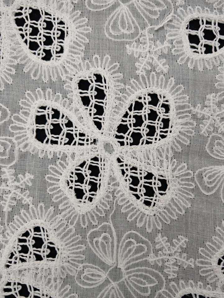 White Flower Pattern With Cording And Laser Cutting Embroidery HKH10230  Laser Cutting Embroidery Lace,wedding dress fabric,chiffon fabric