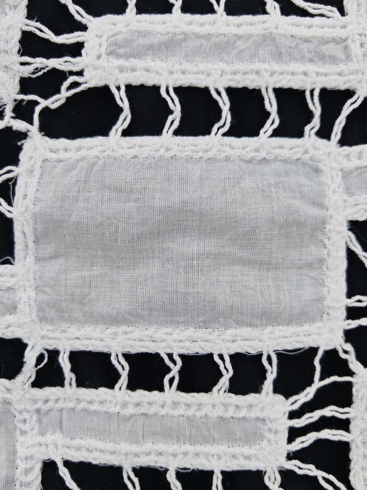 Contracted Rectangular Pattern With Cording And Laser Cutting Embroidery HKH10233  Laser Cutting Embroidery Lace,wedding dress fabric,chiffon fabric