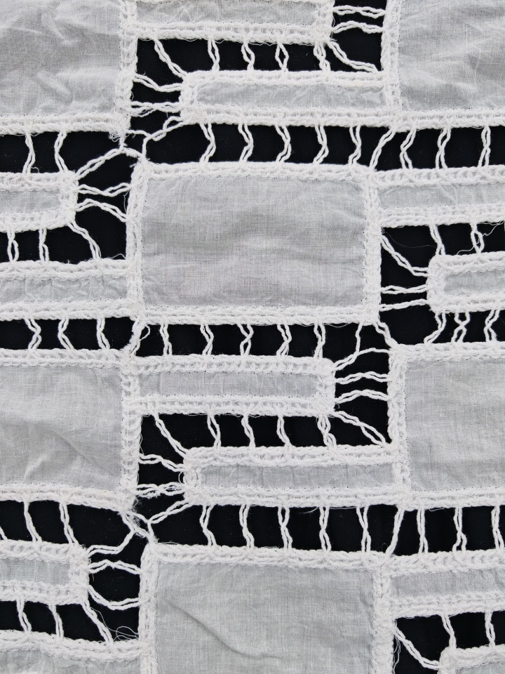 Contracted Rectangular Pattern With Cording And Laser Cutting Embroidery HKH10233  Laser Cutting Embroidery Lace,wedding dress fabric,chiffon fabric