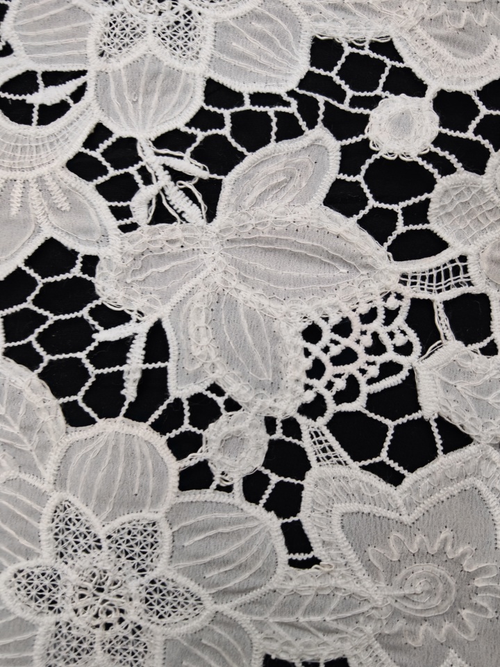 Hollow Flower Pattern With Cording And Laser Cutting Embroidery HKH10234  Laser Cutting Embroidery Lace,wedding dress fabric,chiffon fabric