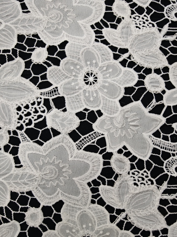 Hollow Flower Pattern With Cording And Laser Cutting Embroidery HKH10234  Laser Cutting Embroidery Lace,wedding dress fabric,chiffon fabric