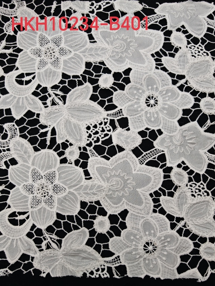 Hollow Flower Pattern With Cording And Laser Cutting Embroidery HKH10234  Laser Cutting Embroidery Lace,wedding dress fabric,chiffon fabric