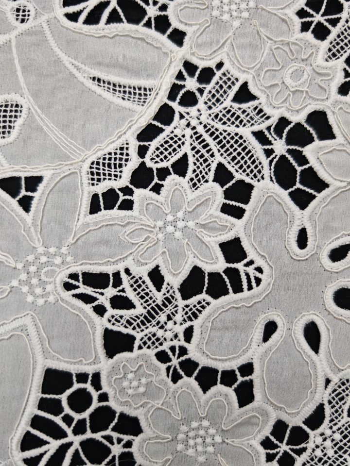 Hollow Flower Pattern With Cording And Laser Cutting Embroidery HKH10235  Laser Cutting Embroidery Lace,wedding dress fabric,chiffon fabric