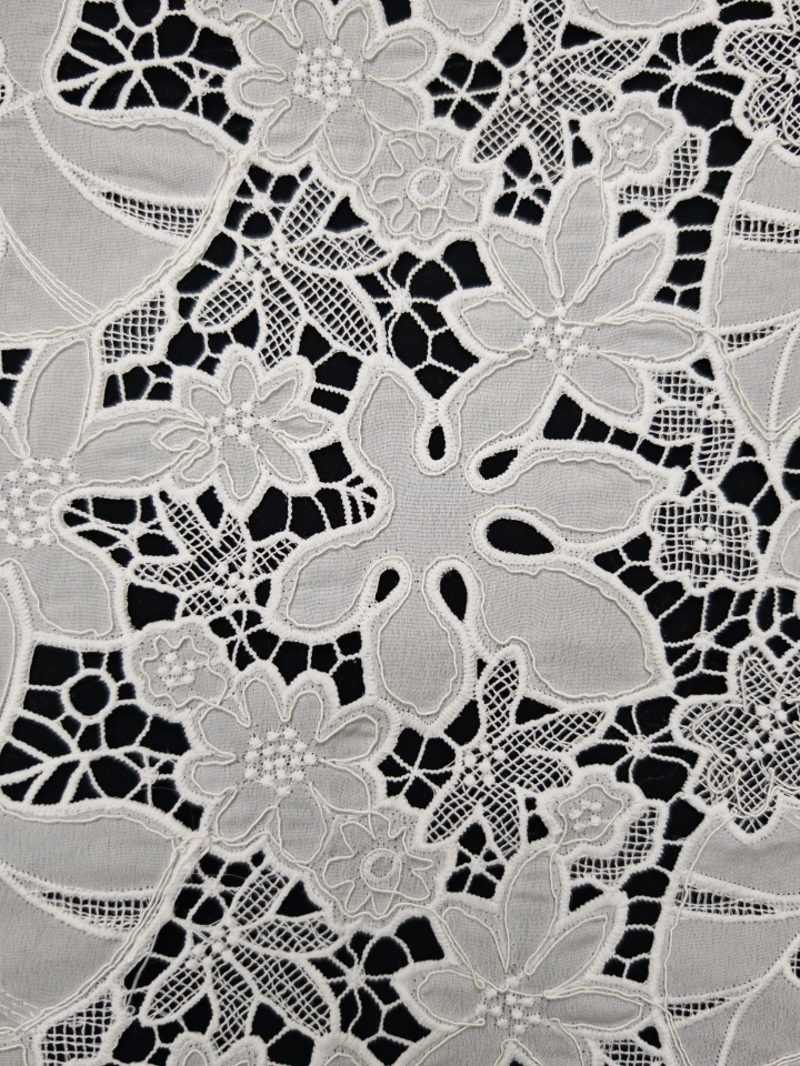 Hollow Flower Pattern With Cording And Laser Cutting Embroidery HKH10235  Laser Cutting Embroidery Lace,wedding dress fabric,chiffon fabric