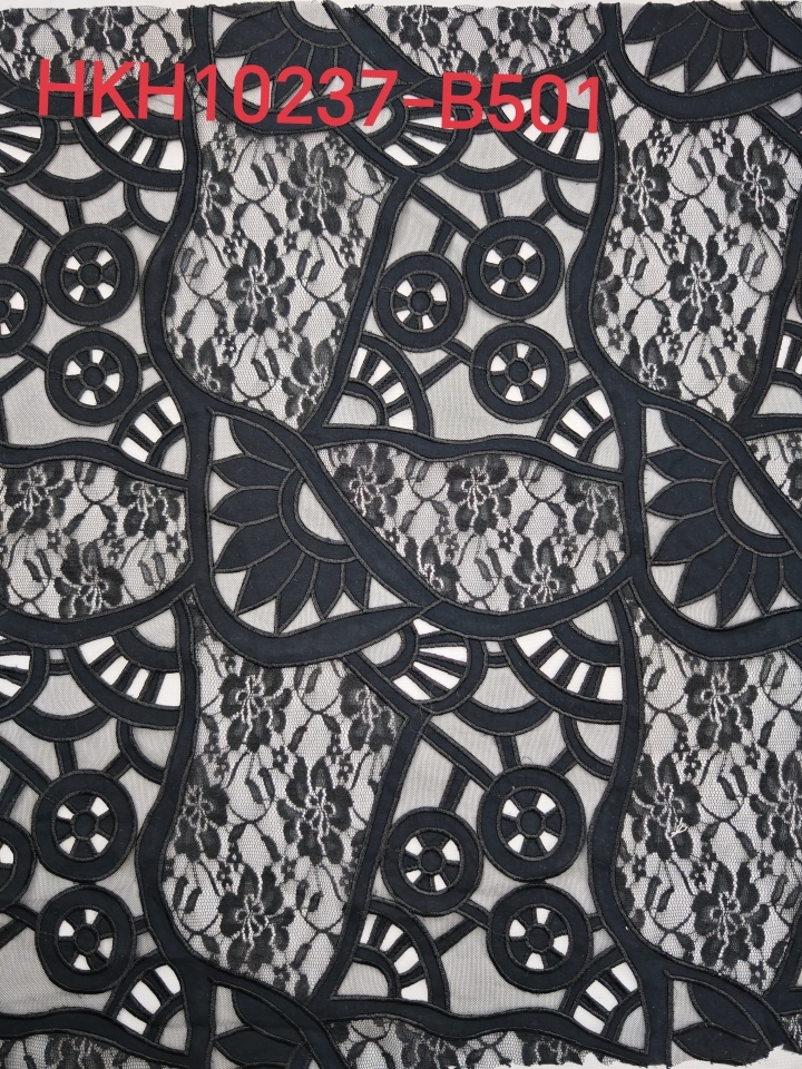 Beautiful Geometric Irregularity Pattern With Laser Cutting Embroidery HKH10237  Laser Cutting Embroidery Lace,wedding dress fabric,chiffon fabric