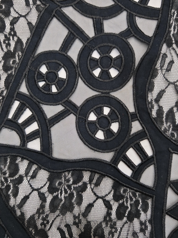Beautiful Geometric Irregularity Pattern With Laser Cutting Embroidery HKH10237  Laser Cutting Embroidery Lace,wedding dress fabric,chiffon fabric
