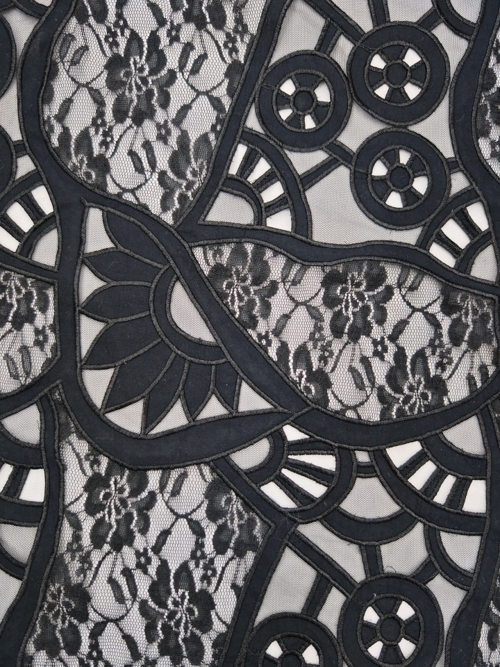 Beautiful Geometric Irregularity Pattern With Laser Cutting Embroidery HKH10237  Laser Cutting Embroidery Lace,wedding dress fabric,chiffon fabric