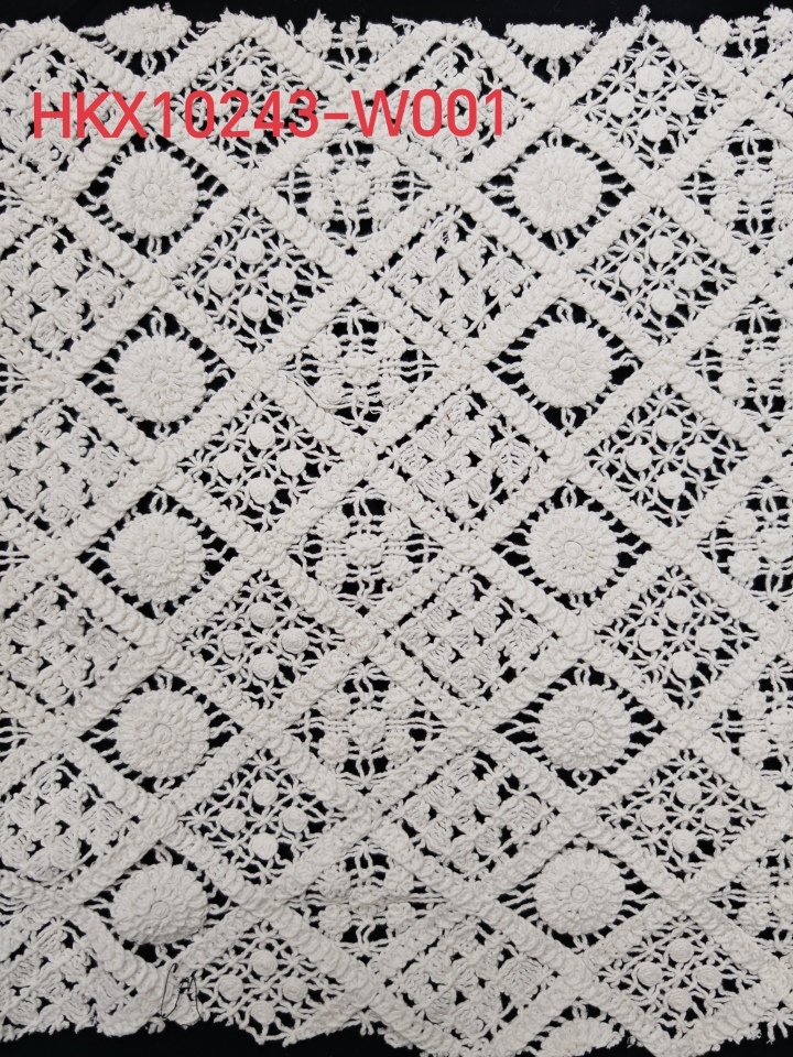 Geometric Square Pattern With Cording Embroidery HKX10243  sequins embroidery factory