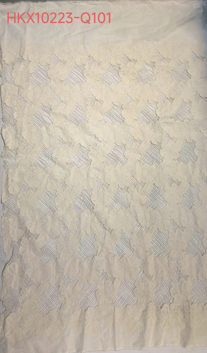 Elegant Flower Pattern With Cording Embroidery HKX10223  sequins embroidery factory