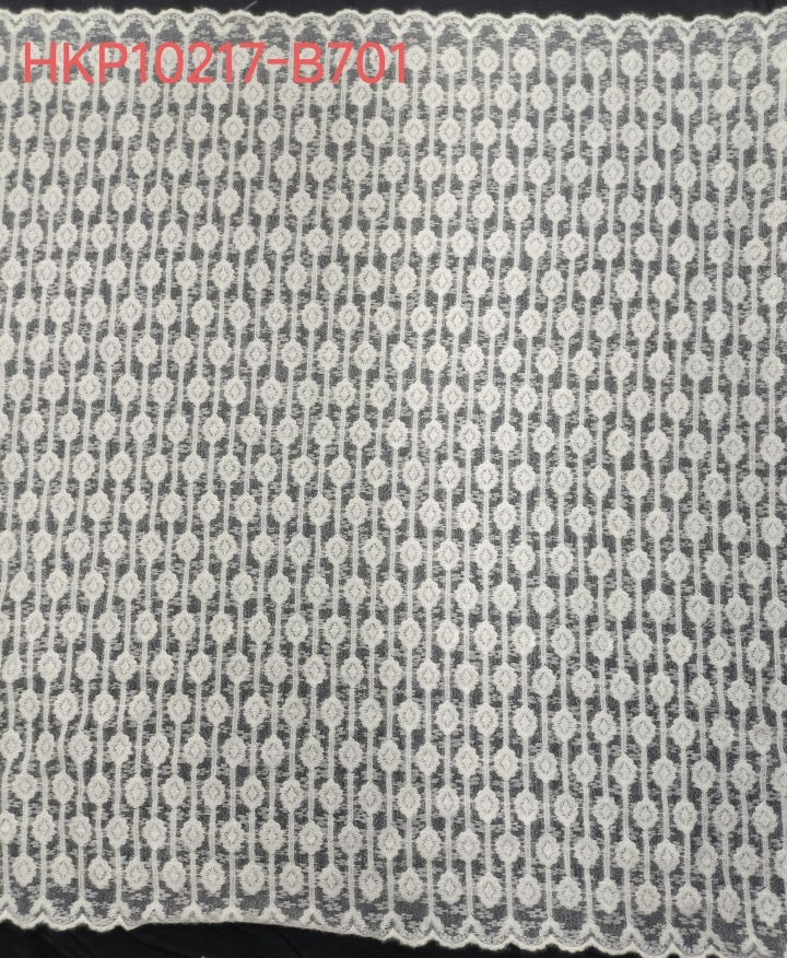 White Feather Yarn With Lace Embroidery HKP10217  sequins embroidery factory