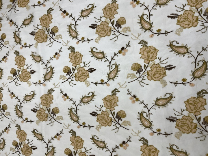 Brown Rose Pattern With Plain Embroidery HKC10193  embroidery fabric,fashion embroidery fabric,textile
