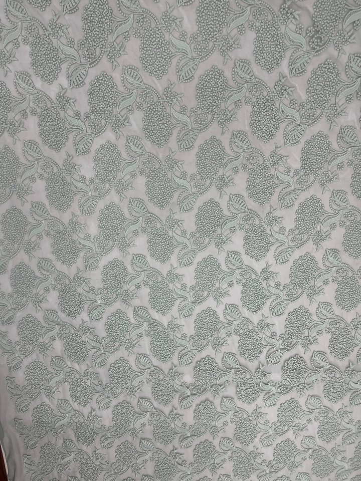 Light Green Flower Pattern With Plain Embroidery HKC10194  embroidery fabric,fashion embroidery fabric,textile