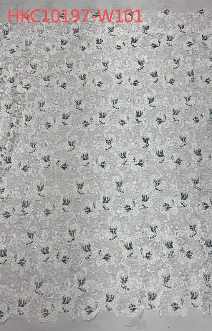 White Flower Pattern With Chemical Embroidery HKC10197  embroidery fabric,fashion embroidery fabric,textile
