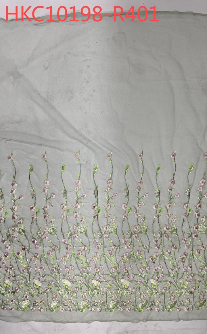 Colorful Flower Pattern With Plain Embroidery HKC10198  embroidery fabric,fashion embroidery fabric,textile