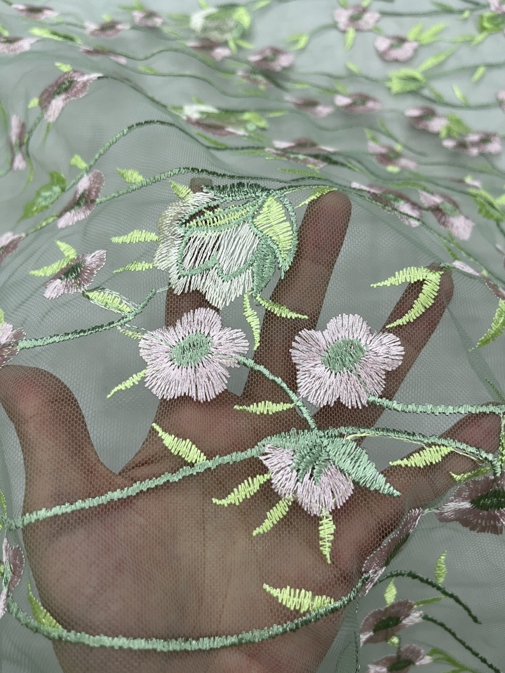 Colorful Flower Pattern With Plain Embroidery HKC10198  embroidery fabric,fashion embroidery fabric,textile