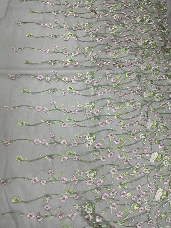 Colorful Flower Pattern With Plain Embroidery HKC10198  embroidery fabric,fashion embroidery fabric,textile