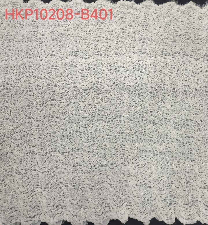 White Wrinkled Cloth With Plain Embroidery HKP10208  embroidery fabric,fashion embroidery fabric,textile