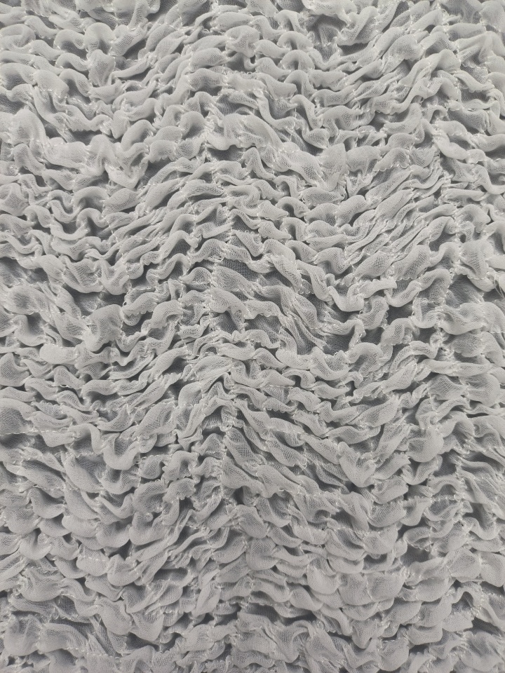White Wrinkled Cloth With Plain Embroidery HKP10208  embroidery fabric,fashion embroidery fabric,textile