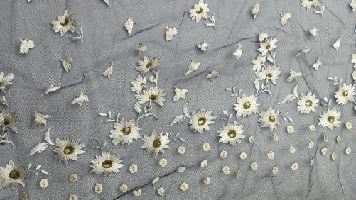 Simple Flower Pattern With Plain Embroidery HKC10202  embroidery fabric,fashion embroidery fabric,textile