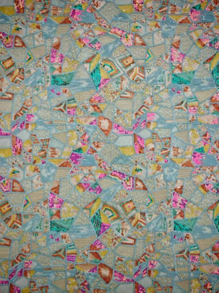 Sequins Embroidery with Geometric Patterns HKZ10302  sequins embroidery factory