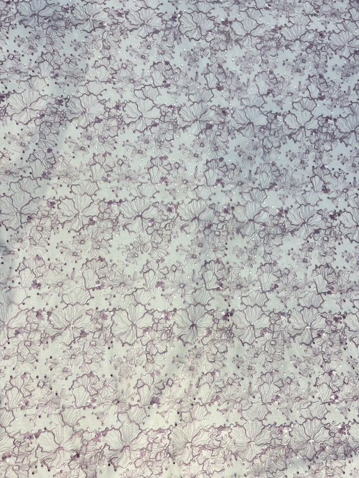 Purple Flower Pattern With Plain Embroidery HKP10305  embroidery fabric,fashion embroidery fabric,textile