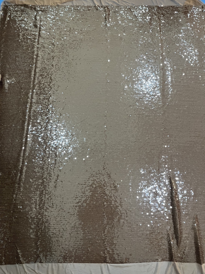 Light Brown Sequins Embroidery With Soft Mesh HKZ10310  sequins embroidery factory