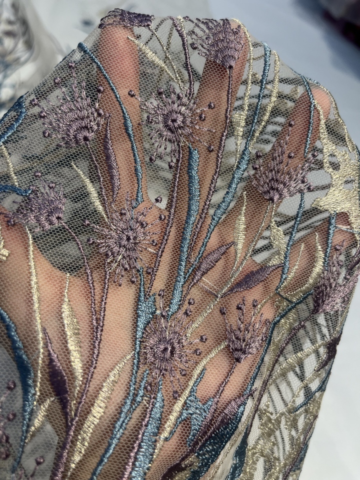 Elegant Flower Pattern With Plain Embroidery HKP10307  embroidery fabric,fashion embroidery fabric,textile