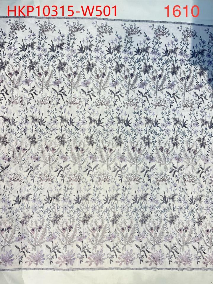 Purple floral Textile Colling Embroidery Fabric Factory HKP10315  sequins embroidery factory