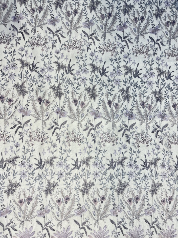 Purple floral Textile Colling Embroidery Fabric Factory HKP10315  sequins embroidery factory