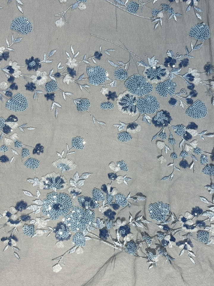 HKZ8903 High Quality Wholesale Plain Embroidery Full Florals Breathable Soft Fabric Durable Textile  sequins embroidery factory