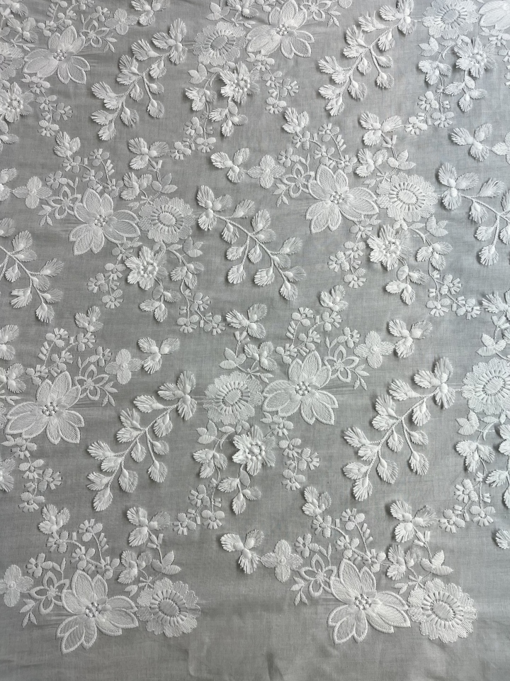 New Style Beatuficul Cotton Wholesale Plain Embroidery Florals Fabric Breathable Soft Durable Textile HKP6196  sequins embroidery factory