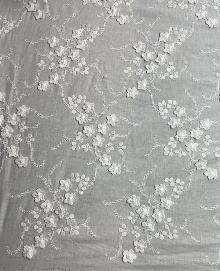 New Style Beatuficul Cotton Wholesale Plain Embroidery Florals Fabric Breathable Soft Durable Textile HKP8240  sequins embroidery factory