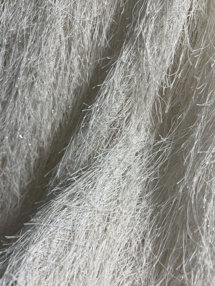 White Tassel with Sparkling Embroidery Fabric HKP9917  sequins embroidery factory