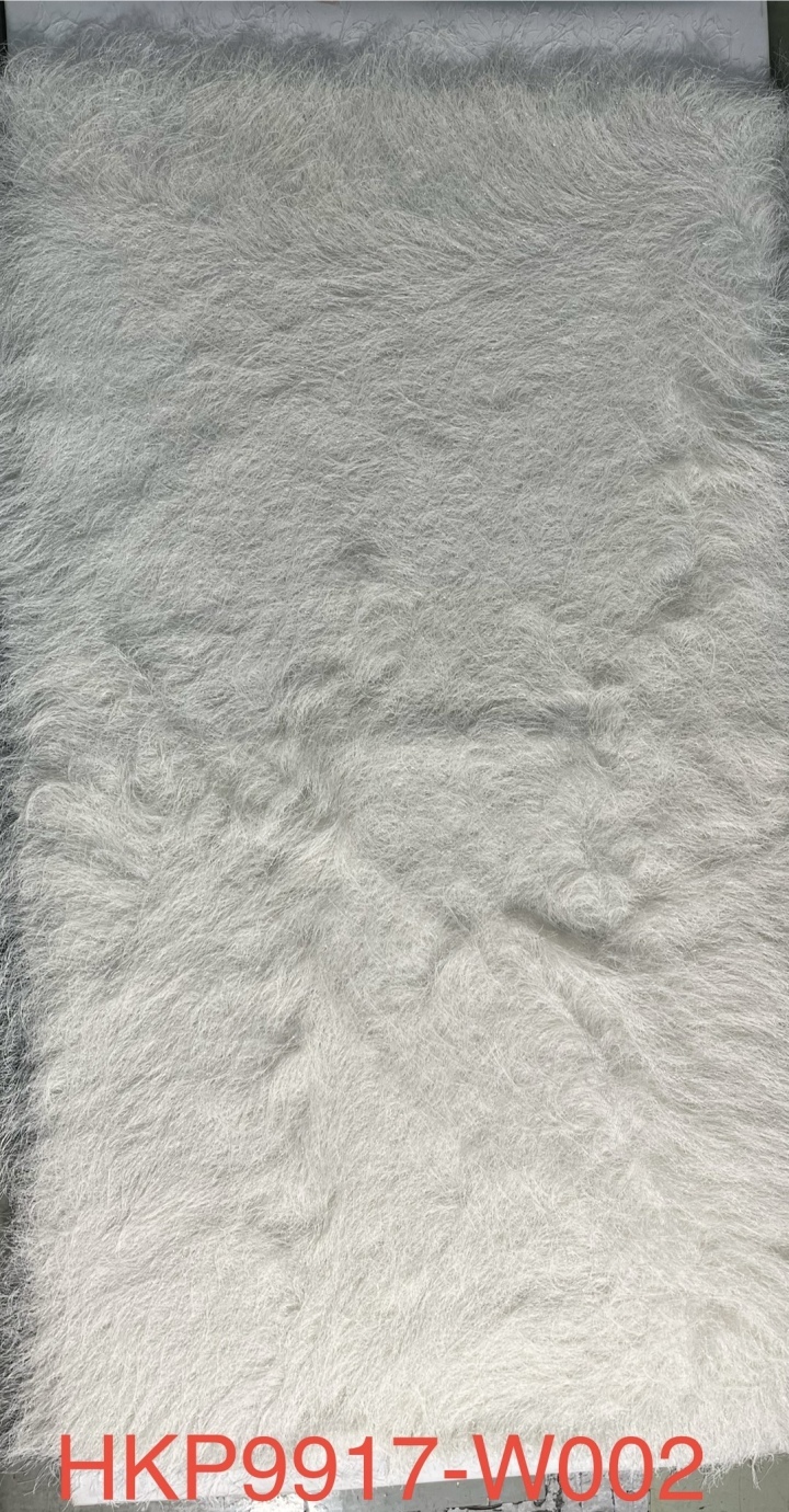 White Tassel with Sparkling Embroidery Fabric HKP9917  sequins embroidery factory