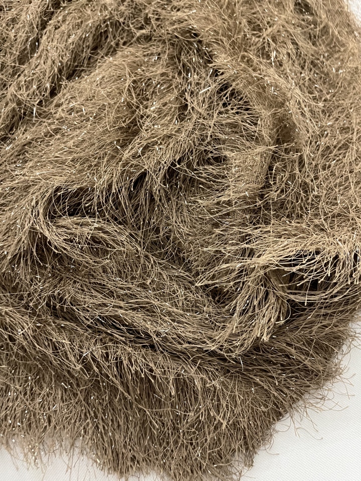 Brown Tassel with Sparkling Embroidery Fabric HKY9918  sequins embroidery factory