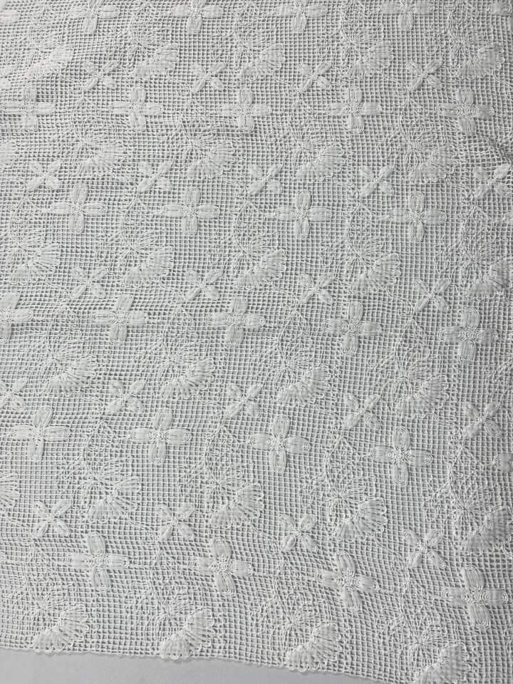 HKD10292 White Grid Chassis with Embroidery  sequins embroidery factory