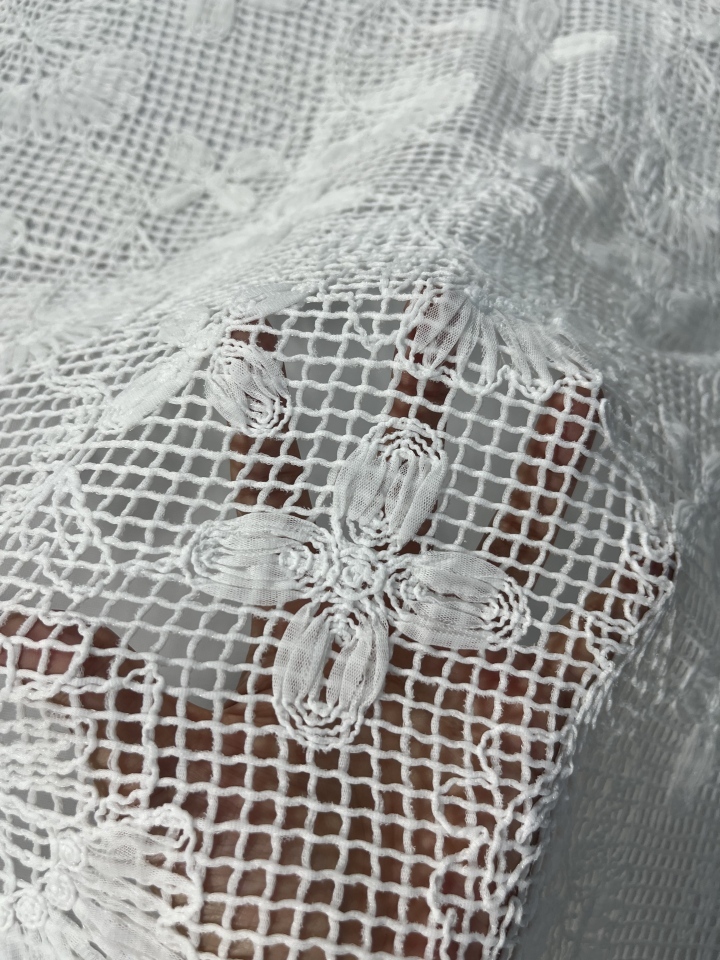 HKD10292 White Grid Chassis with Embroidery  sequins embroidery factory