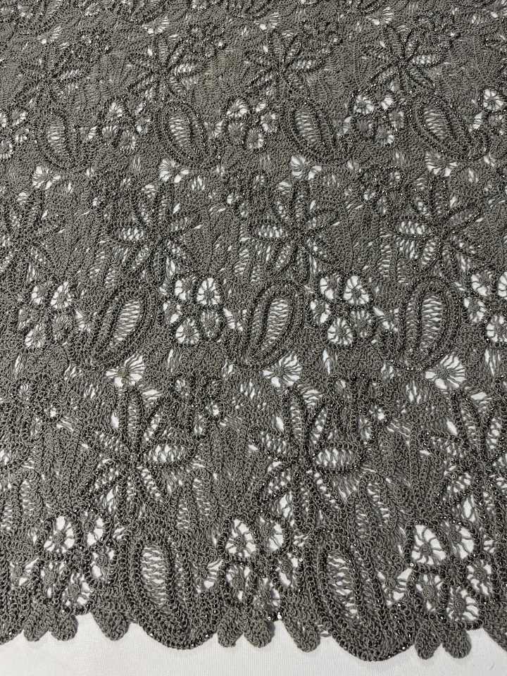  Irregular seaweed pattern cotton Cording Embroidery with sequins HKG10306-W001  