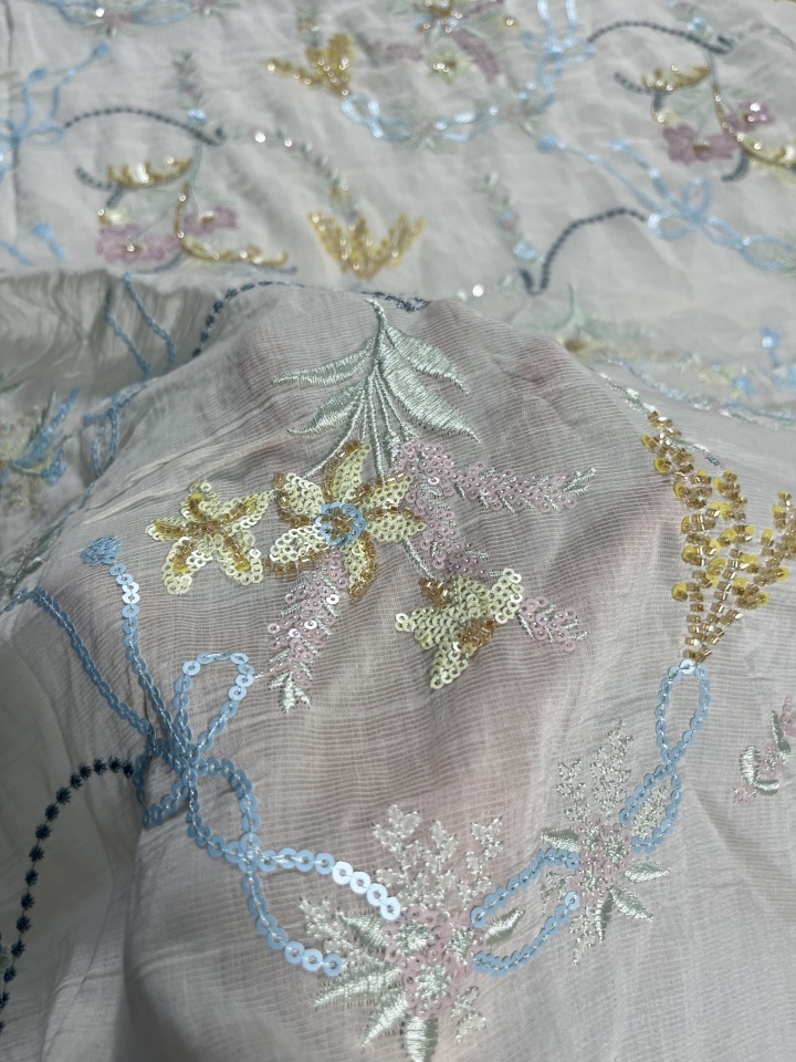 HKZ10339  Vintage Velvet Fabric Soft Upholstery for Sofa Curtain Dress  sequins embroidery factory